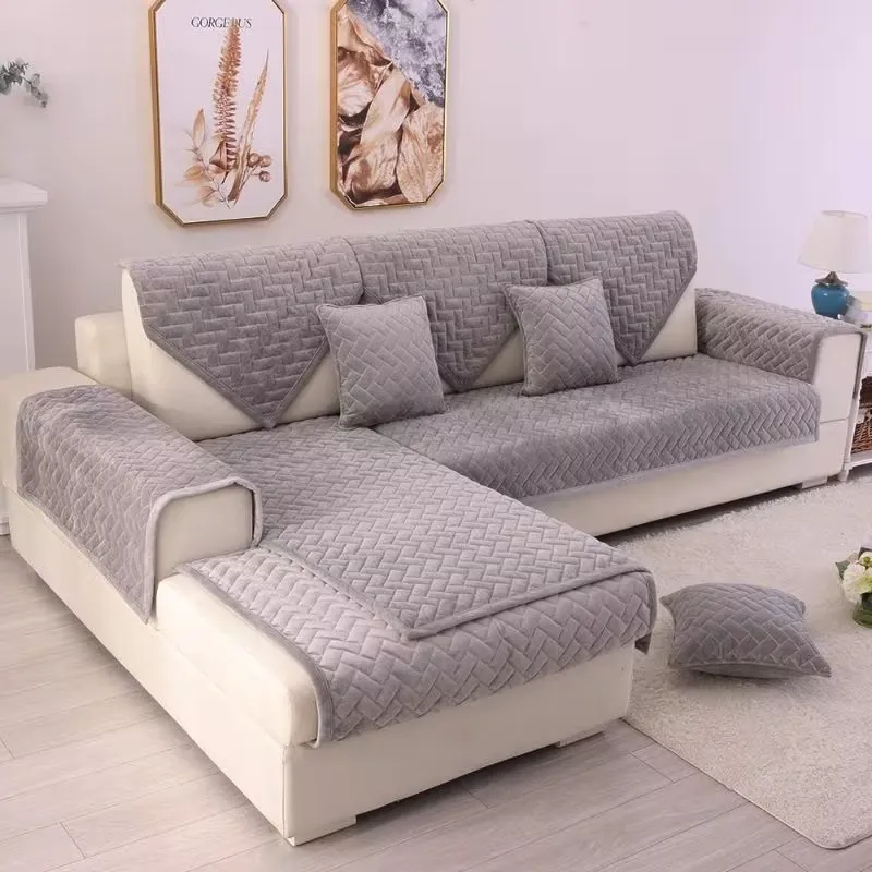 2pcs Corner Sofa Bed Covers Light Gray
