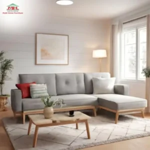 3-Seater Corner Sofa Bed Beige & Light Grey