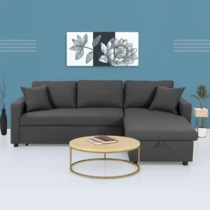 3-Seater Corner Sofa Bed with Storage Gray