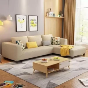 4-Seater L-Shaped Sofa Beige