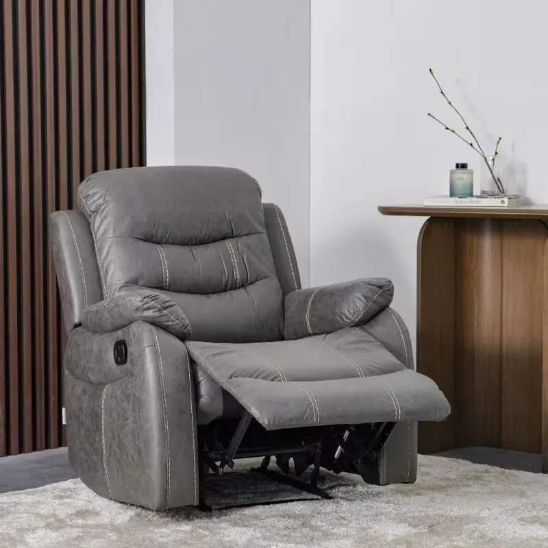 Corner Leather Sofa Bed Recliner Dark Grey