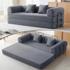 Corner Sofa Bed Convertible Folding Dark Grey